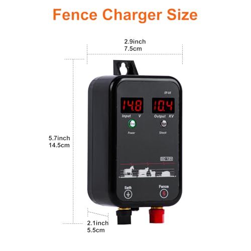5 miles Electric Fence Charger,10kV 1J DC AC Electric Fence Energizer with LED Indicator,Powerful Plug-in Portable Electric Fence Kit for Livestock,Prevent Wild Animals Intrusion for Livestock Poultry