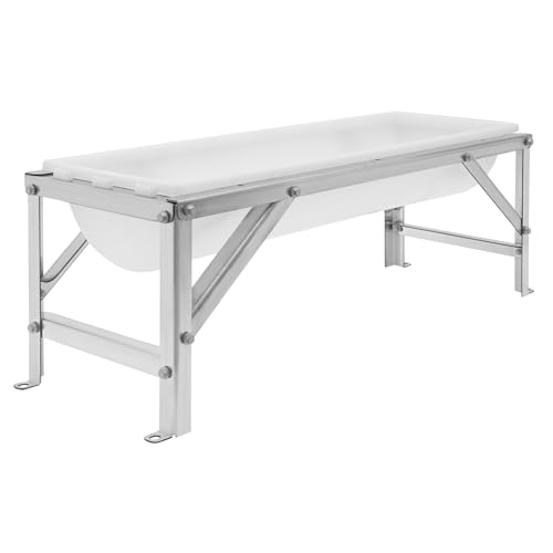 Livestock Feed Trough, 35L/9.25Gal Large Capacity Livestock Feeder with Triangular-Structure, Heavy Duty Metal Stand, Goat Water Trough for Sheep,Deer, Pigs, Horses, Cows, Lambs,Calves in Farm (White) - color: White