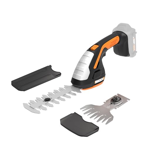 WORX Cordless Grass Shear & Shrub Trimmer, 20V 4"+ 8" Bush Trimmer, WG801.9 | Battery & Charger Not Included; two interchangeable blades for grass and shrub trimming; PowerShare. - style: 8" 20V Shrubber Trimmer/Tool Only
