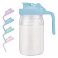 AoeJarry Breast Milk Pitcher with Leak Proof Flip Cap & Pour Spout, 32 oz Wide Mouth Mason Jars for Breast Milk Storage Container, Glass Picther with Lid for Cold Brew Coffee, Sun Tea, Juices, Blue - color: Blue