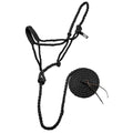 Jeffers Equine Braided Mule Tape Halter with 10' Detachable Lead Rope Set for Horses, 14 to 18 Hands - Stylish Design with Adjustable Poll Strap, Easy to Use Western Tack - Black - color: Black