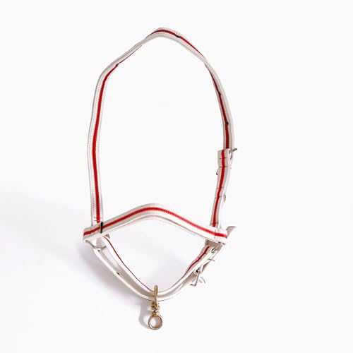 Cattle Halter Calf Halter Cow Halters with Heavy-Duty Brass Buckle, Easy-Clean Suede-Like Material, Adjustable Design for Calves, Adult Cattle, and Small Ponies (White, Medium) - size: Medium
