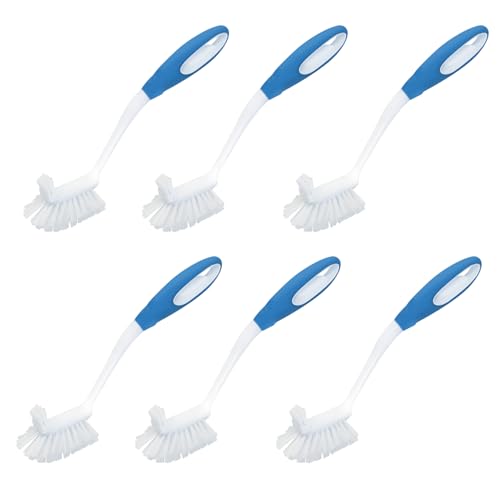 LOLA Pro Utility All Purpose Kitchen Cleaning Brush, 6 Pack, Durable Bristles, Comfort Ergonomic Rubber Non-Slip Grip, Built-in Food Scraper - color: Utility All Purpose Brush, size: 6 Pack