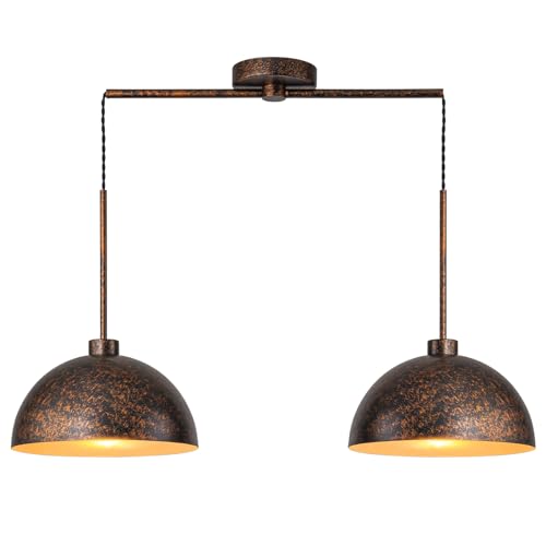 2 Light Copper Dome Pendant Lights Kitchen Island | Adjustable Height, E26 Base, Easy to Install, Farmhouse & Industrial for Dining Room Over Table Bedroom Kitchen - color: Copper-2 Lights
