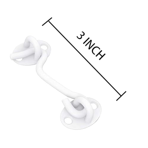 Privacy Hook and Eye Latch Easy Lock for Barn Door, Black (3 INCH-White-2PCS) - size: 3 INCH-White-2PCS