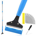 Heavy Duty Floor Scraper, 4" Wide Razor Blade Scraper Tool with 48" Long Handle, 10PCS Extra Metal Blades for Cleaning Wall Glass Floor Paint Gum Stains Stickers Linoleum Stove Top