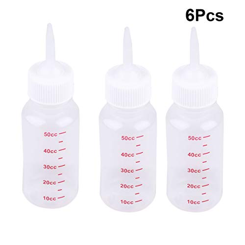 POPETPOP Pet Nursing Bottle Kit 6-Piece 50ml/1.7oz | Flexible nipples, Newborn puppies kittens and rabbits, Flexible material