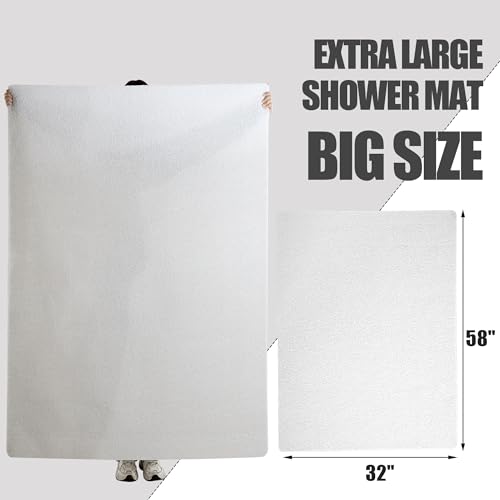 HOMBYS 58 x 32 Extra Large Shower Mat for Shower Stall Tub, Non Slip Bath Mat Bathroom Accessories, PVC Loofah Mats for Shower and Bathroom, Quick Drying, (White, 58"x32") - color: White, size: 2'8" x 4'10" (Rectangular)