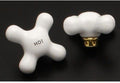 Signature Hardware 111424 Large Replacement Porcelain Cross Handles - color: Polished Brass