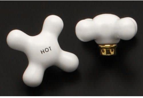 Signature Hardware 111424 Large Replacement Porcelain Cross Handles - color: Polished Brass
