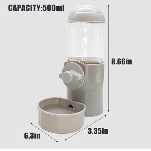 Tfwadmx Rabbit Watter Bottle 17oz Dispenser No Drip Small Animal Cage Water Feeder Bowl Hanging Guinea Pig Automatic Water for Bunny Chinchilla Hedgehog Ferret (Grey) - color: Gray Watere 1pcs