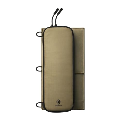 NESTOUT Portable Solar Panel, USB-C and USB-A Ports, 28W Solar Charger for Camping, Water Repellent Ripstop Nylon, Foldable Compact Design, Digital Ammeter, Adjustable Stand, Beige (4 Panel) - color: Beige 4-Panel (Upgraded)