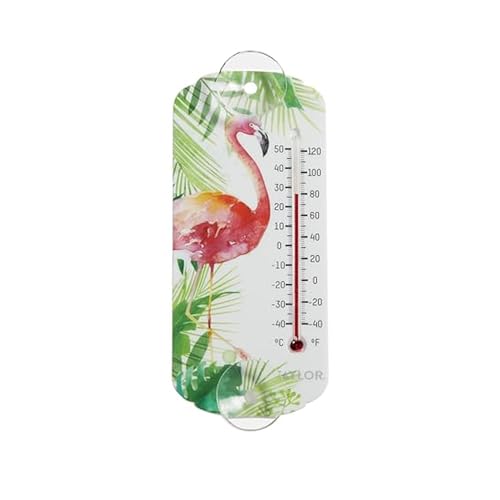 Taylor Flamingo Indoor Outdoor Suction Cup Thermometer, Decor for Patio, Pool, or Garage, 8 Inch, Multi - style: Flamingo