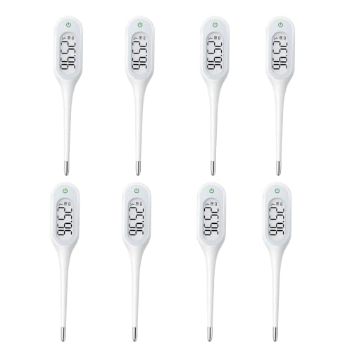 8 Seconds Basal Thermometer for Adult & Kids, Accurate & Safe Thermometer (8 Pack) | Fever Alarm and Memory Recall, Oral, Ovulation or Underarm Use - size: 8 Pack