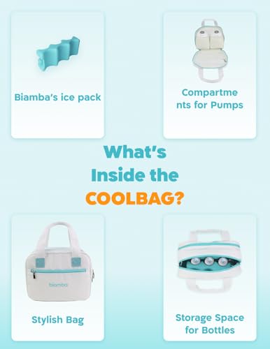 Cooling Bag Breastmilk Cooler Bag - Dedicated Storage Breast Pump Bag, Stores up to Six Bottles, Large Built-in Breastmilk Cooler w/Ice Pac, Double Zipper & Separate Spaces for Different Items