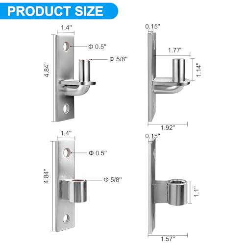 Wall Mount Gate Hinges with 5/8 Hinge Pin,Gate Hinges Heavy Duty for Farm Gates,Chain Link Fence Gate Hinge,Capacity up to 600lbs(Screws Not Included)- 2Pack (4pcs) - size: 2 Pack (4 pcs)