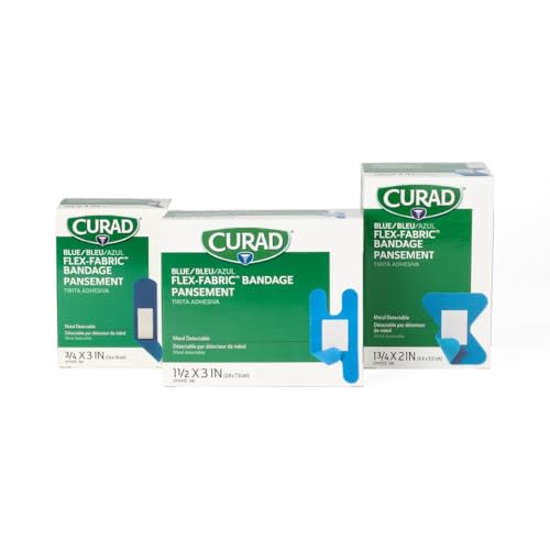 Curad Knuckle, Woven Blue Detectable Bandage, 100-Count - size: 100 Count (Pack of 1)