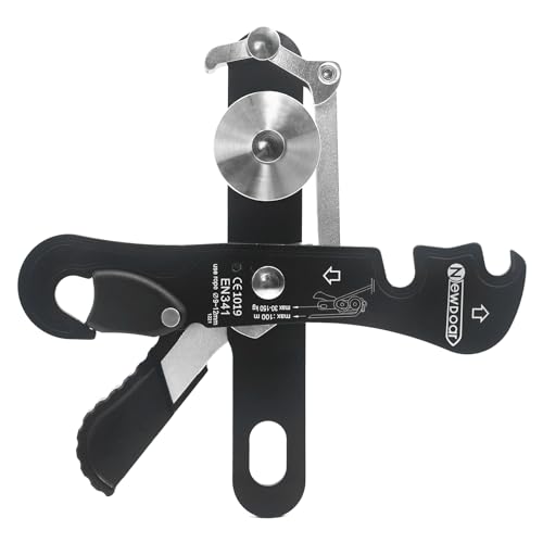 NewDoar Climbing Stop Descender Rappelling Belay for Ropes 10-12mm The Novices for Rescue & Arborist CE Certification - color: Black
