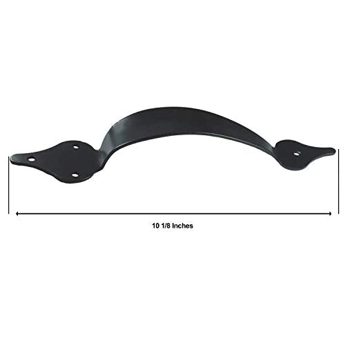 Black 10" Decorative Wood Gate Pull Handle. Sturdy Contemporary Styled Galvanized Marine Powder Coated Steel for Long Product Life