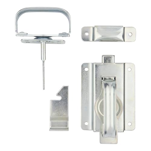 National Hardware Heavy Duty Swinging Door Latch, Steel, Zinc Plated | 3/8 in Automatic Locking Bolt Takes A Padlock; Right or Left Hand Operation on Sheds and Gates - size: 3/8 Inch