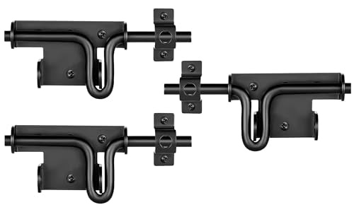 Slide Bolt Gate Latch, 3 Pack Heavy Duty Slide Latches | Thickened Steel, Black Powder Coated; Padlock Hole for Extra Security; for Wood Fence, Barn, Shed, Garden Gates - size: 3 Pack