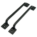 CRAFTSMAN ROAD Black Cast Iron Pull Handles 12 inch (Squared Base, Set of 2) - Cabinet Door Handles, Gate Handle Pull, Barn Door Hardware, Grab Handles - size: 12 Inch