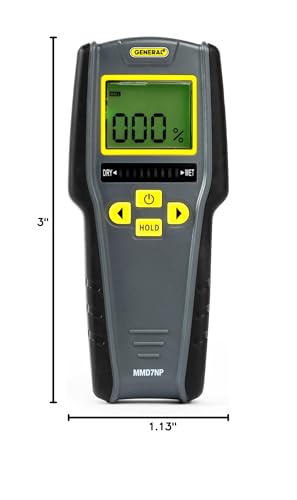 General Tools Digital Moisture Meter MMD7NP - Humidity Sensor- Pinless and Non-Invasive | Non-invasive moisture detector for walls, wood floors & concrete. Wood moisture meter for building materials & houses. - size: Pinless