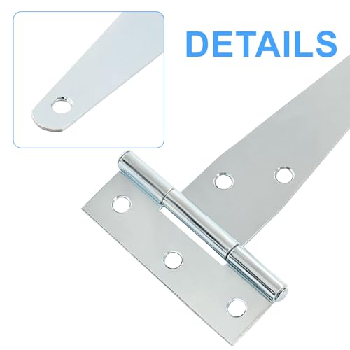 Murtenze 6Pack 4 Inch Silver T-Strap Shed Hinge | Barn Door Hinges, Heavy Duty Gate Strap Hinge, T Hinges for Barn Door, Shed or Wooden Fences - color: Silver, size: 4 Inch - 6Pack