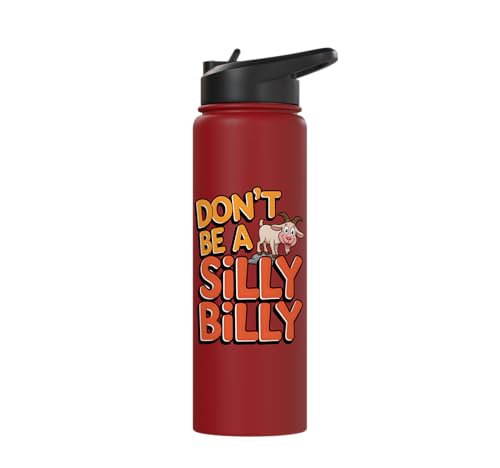 Funny Goat Kid Sheep Lamb Animal Joke Stainless Steel Insulated Water Bottle - color: Red