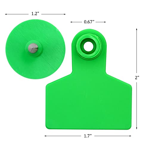 Blank Ear Tags 100 Pieces Livestock Identification Cards Blank Livestock Ear Tags for Cattle Cow Pig Goat Sheep Dog (Green) - color: Green