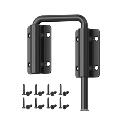 Upgraded Sliding Door Loop Lock, Gate Latches, Black | 90/180 Degree Patio-Security U-Bolt Latch Lock for Barn Door, Closet, Fence, Window, Multi-Angle, Aluminum Alloy - color: Black-1PC