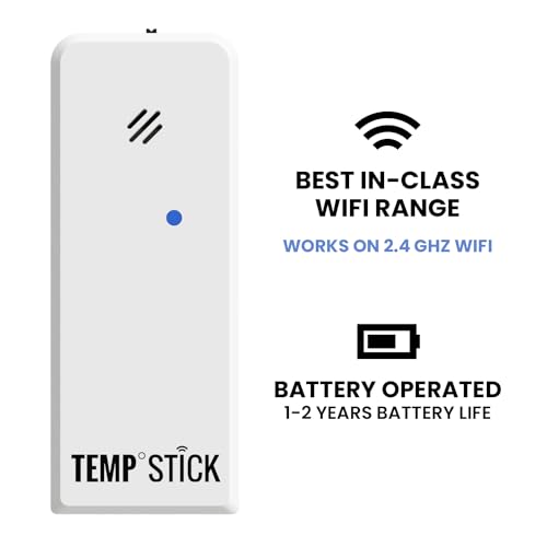 Temp Stick Remote WiFi Temperature & Humidity Sensor, Data Logger. No Subscription. 24/7 Monitor, Unlimited Text, App & Email Alerts. Made in America. Use with Alexa, IFTTT. Monitor Anywhere, Anytime - color: Black