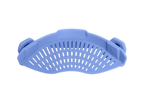 AUOON Pot Strainer Clip on Silicone, Large 10.45 x 4.33 in, Blue Velvet | Fits Pots Pans Bowls, Dishwasher Safe, for Pasta Noodles Vegetable Fruits, Space-saving Kitchen Gadget - color: Blue Velvet, size: Large 10.45 x 4.33 in