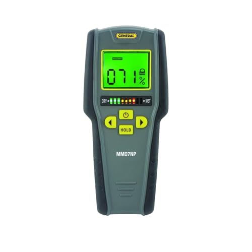 General Tools Digital Moisture Meter MMD7NP - Humidity Sensor- Pinless and Non-Invasive | Non-invasive moisture detector for walls, wood floors & concrete. Wood moisture meter for building materials & houses. - size: Pinless