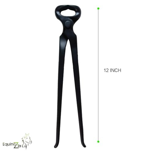 Hoof Nipper 12 Inch–Heavy-Duty Vanadium Steel Farrier Tool–Black Forged Track Veterinary Hoof Trimmer for Horses,Goats & Livestock–Precision Sharp Jaws for Clean Cuts–Professional Farrier Supplies