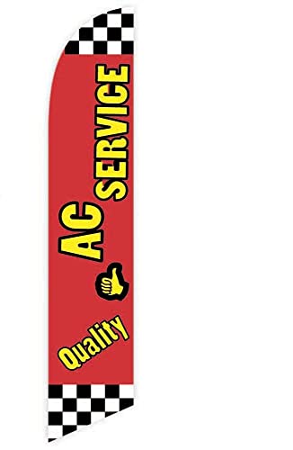 GLOBAL ADVERTISING SOLUTIONS Auto Repair Feather Flag Eye Catching Banner Sign for Business and Marketing Complete Set with 15 ft Pole Kit and Ground Spike (AC Service) - style: AC Service