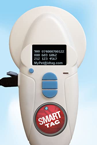 Multi-Frequency Microchip RFID Data Scanner/Temperature Reading by RealTrace for All ISO 134.2KHz & 125KHz, Read/Display/Program Up to 54 Characters (Phone #s,email & More), USB Rechargeable