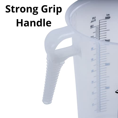 Half Gallon 64oz (2 quart) Measure Pitcher- Conversion Chart-Strong Food Grade - Resistant to Chemicals- Great for Lawn, Pool & Spa, Ag, Home Hobbies, Lye, Cooking, Shop Motor Oil Fluids Made In USA - size: 64oz