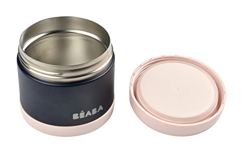 Beaba Stainless Steel Insulated Food Jar 10 oz, Kids insulated, Lunch Containers, Leakproof, Wide Opening, Suitable for Hot and Cold Foods (Midnight) - color: Midnight