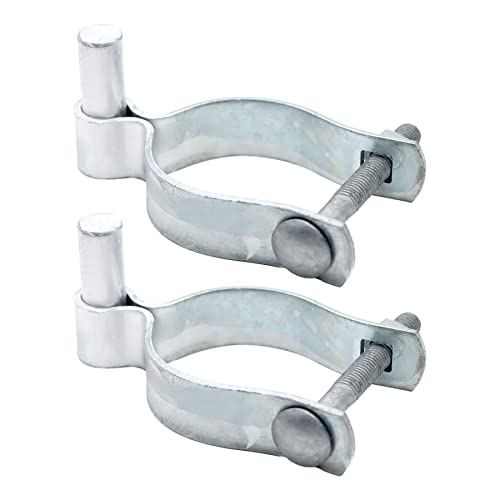2 Pack Chain Link Fence Gate Post Hinge for 2-3/8" Outside Diameter Post/Pipe, Pressed Steel Hinge, Galvanized Chain Link Gate Male, Nut/Bolt Included - size: 2-3/8