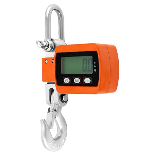QWORK Heavy-Duty Digital Crane Scale - 2200lb/1000kg Capacity, Dual Unit Conversion, Accurate & Portable Industrial Hanging Scale for Farming, Hunting, Warehouse Use, Cast Aluminum, Orange
