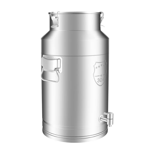 304 Stainless Steel Milk Bucket with Faucet,Milk Buckets with Lid Can Large Liquid Container Storage,Sealing Lid and Carry Handle, Airtight Design(35L/9.24 Gal,w/Faucet) - size: 35L/9.24 Gal,w/Faucet
