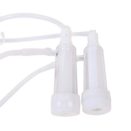 Electric Milking Machine Dual Head Pulsation Vacuum Pump Milker Stainless Steel Livestock Milking Equipment Milker Pulsation for Goats, Cows (5L/1.3Gal)