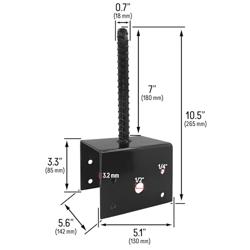 U Shaped 6x6 Deck Post Concrete Anchor Spike, Fence Post Base, Black Powder Coated (4 Pack) - color: Black Powder-Coated, size: 6x6