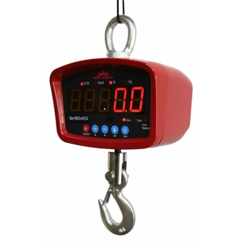 Liberty LS-924 Medium General Purpose Crane Scale with LED Display – 2000 lb x 0.5 lb Capacity Remote Control Hanging Scale for Warehouse Industrial Use – High Precision Hook Scales