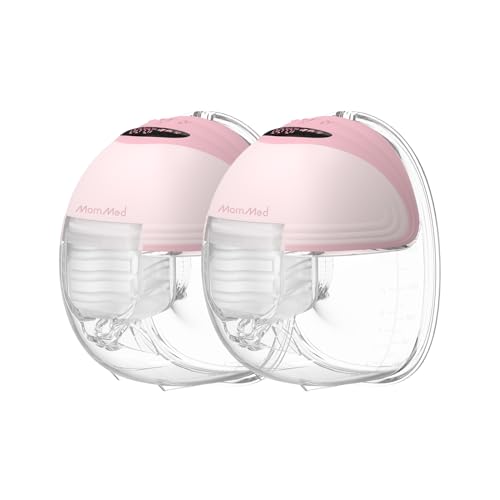 MomMed Wearable Breast Pump (Model S21) – Double Electric Hands-Free Breast Pump, Leak-Proof Design, 3 Modes (Stimulation, Expression, Auto) & 12 Vacuum Levels, Portable and Quiet - color: Pink