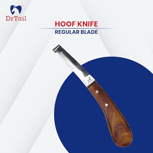 Hoof Knife Double Edged Curved Blade – Stainless Steel Curved Blade Farrier Tool with Wooden Handle, Multipurpose Hoof Trimming Knife for Livestock, 3-Inch Blade, 8.5-Inch Overall (Right Hand) - style: Regular Blade - RH