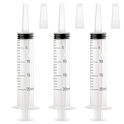 20ml Plastic Syringe with Cap, Syringes without Needle for Liquid, Scientific Labs, Measurement, Pet Feeding ,Ink Refilling ,Oil or Glue Applicator (3 Pack) - style: 20ml