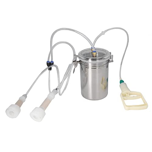 Goat Milking Machine Manual, 2L Cow Sheep Milking Pump Portable Stainless Steel Cattle Milking Machine Sheep Vacuum Goat Milker, for Home Small Farms