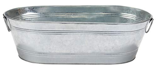 Little Giant Galvanized Oval Tub (7.5 Gallon) Versatile Utility Metal Tub with Handles for Feeding, Watering, Washing (Item No. GOT75) - size: 7.5 Gallons